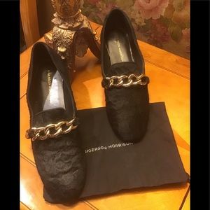 Sigerson Morrison Croco Blk Velvet Bling Loafer